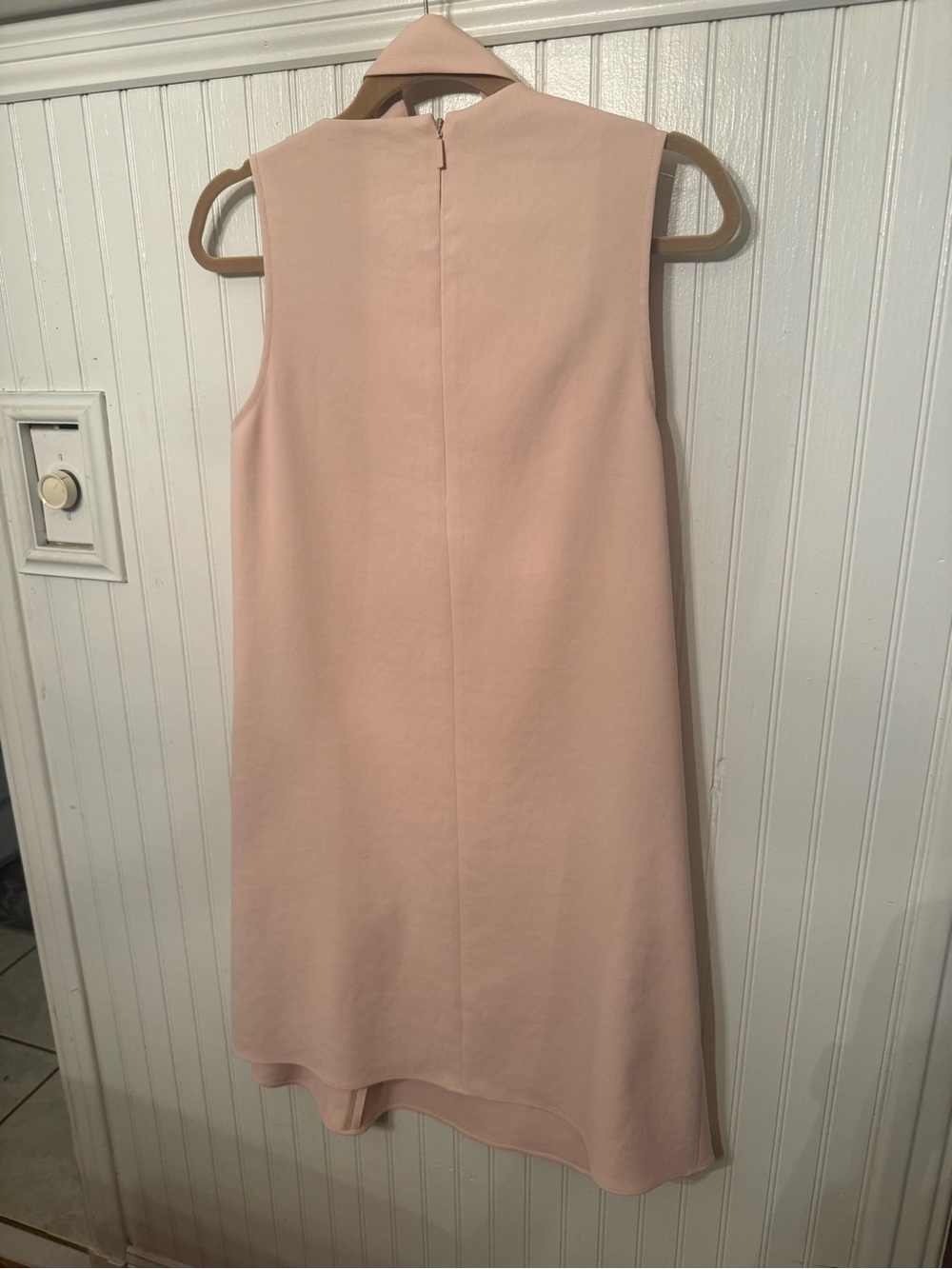 Tibi Chalky Drape Pleat Neck Shift Dress 4 Blush Pink - Picture 8 of 9